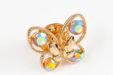 Brosa martisor fluture auriu cu pietre multicolore