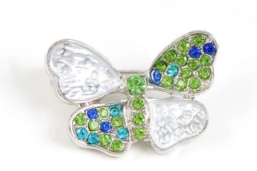 Brosa martisor fluture cu pietre albastre si verzi