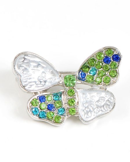 Brosa martisor fluture cu pietre albastre si verzi