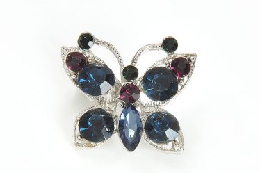 Brosa martisor fluture cu pietre bleumarin