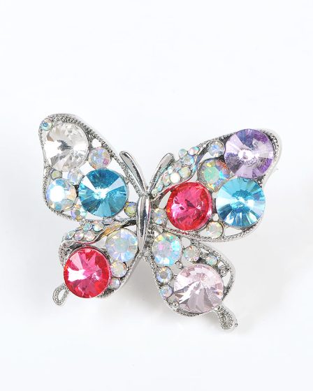 Brosa martisor fluture cu pietre multicolore