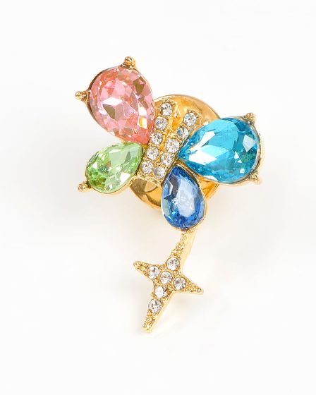 Brosa martisor fluture cu pietre multicolore