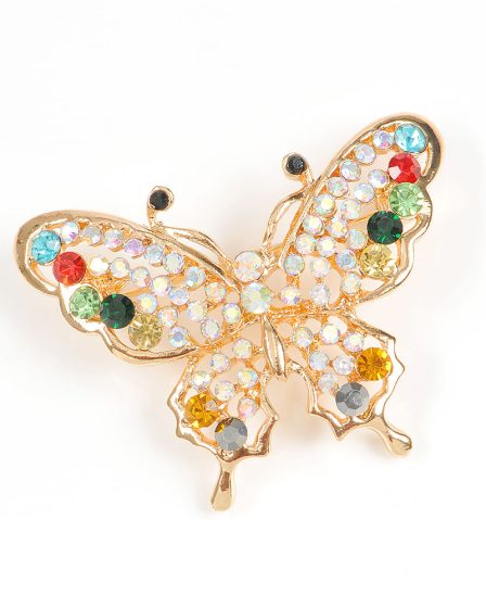 Brosa martisor fluture cu pietre multicolore