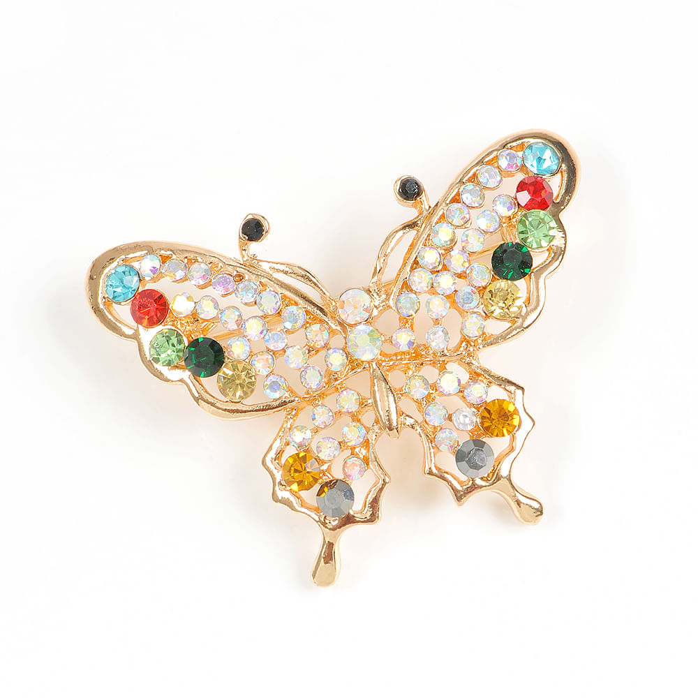 Brosa martisor fluture cu pietre multicolore