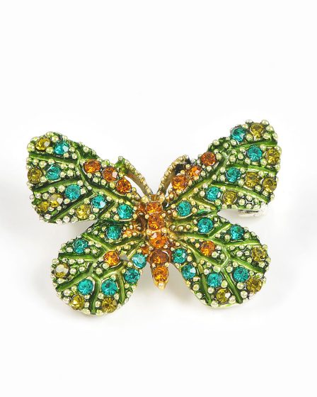 Brosa martisor fluture  cu pietre verzi