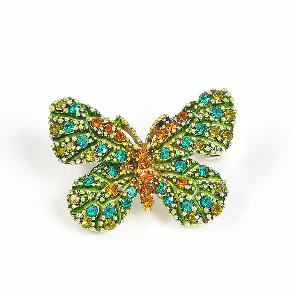 Brosa martisor fluture  cu pietre verzi