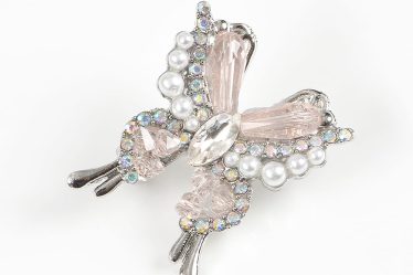 Brosa martisor fluture decorat cu pietre si perle