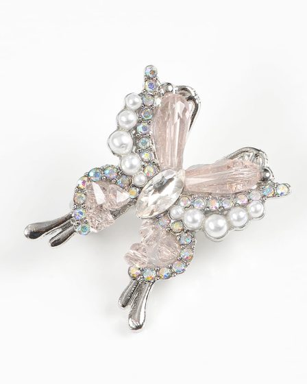 Brosa martisor fluture decorat cu pietre si perle