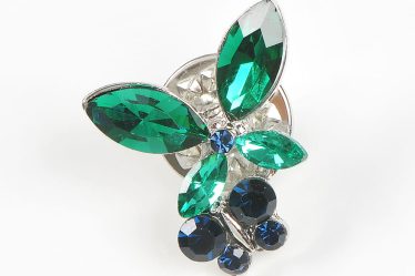 Brosa martisor fluturi cu pietre acrilice albastre si verzi