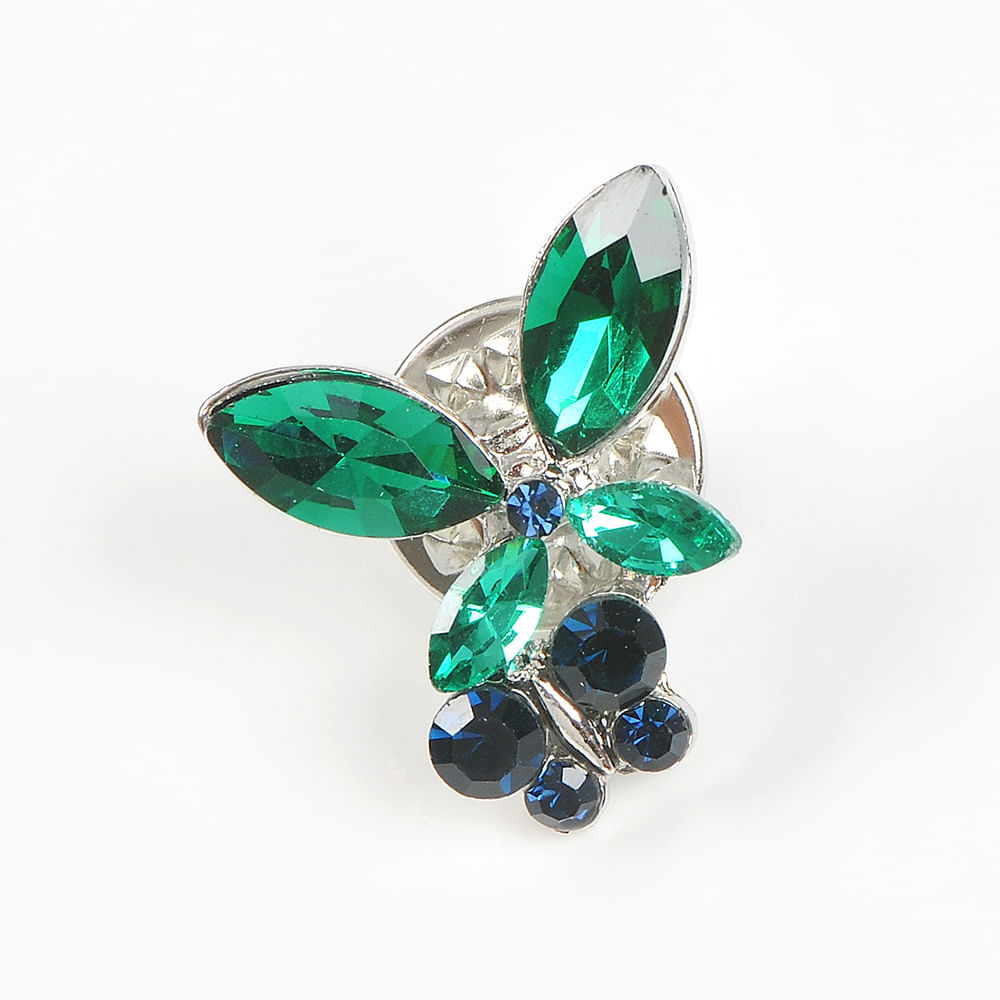 Brosa martisor fluturi cu pietre acrilice albastre si verzi