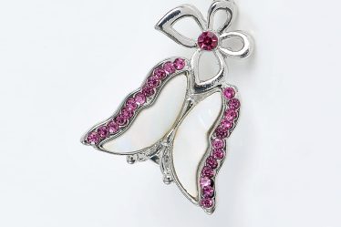 Brosa martisor fluturi cu pietre acrilice roz