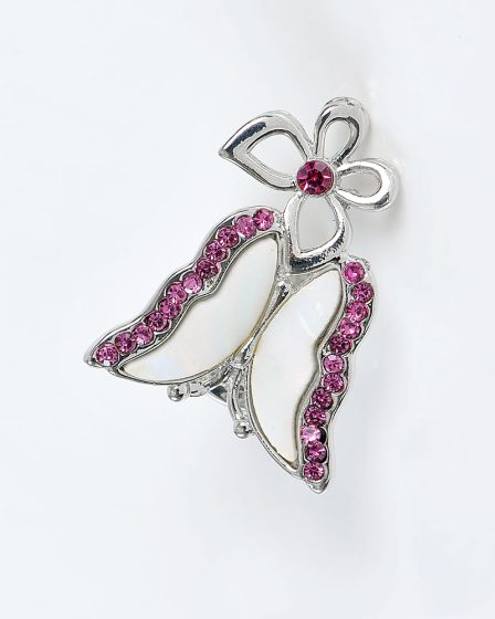 Brosa martisor fluturi cu pietre acrilice roz