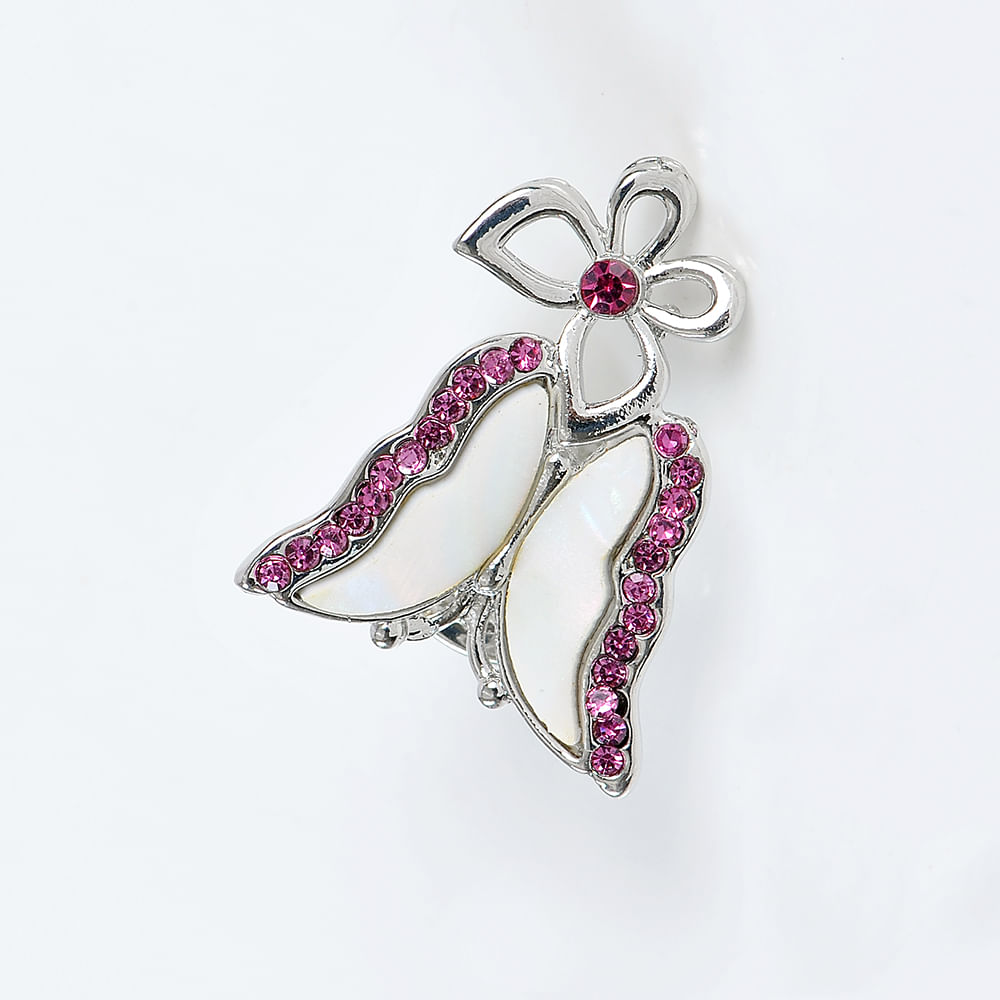 Brosa martisor fluturi cu pietre acrilice roz