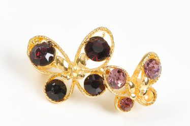 Brosa martisor fluturi cu pietre grena si mov