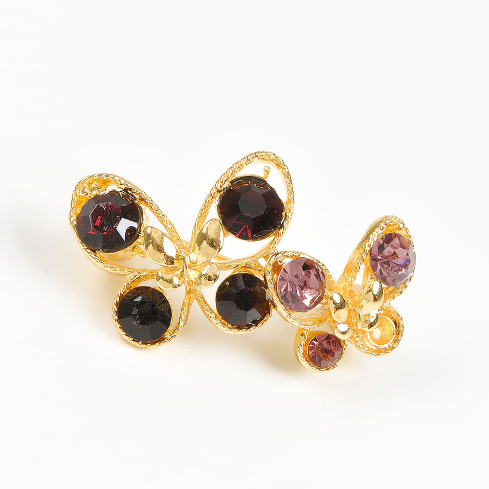 Brosa martisor fluturi cu pietre grena si mov