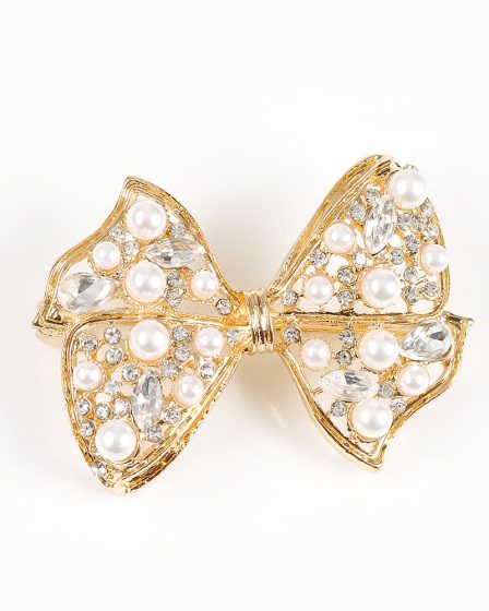 Brosa martisor funda aurie cu perle