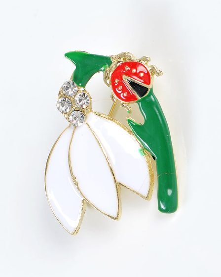 Brosa martisor ghiocel cu buburuza