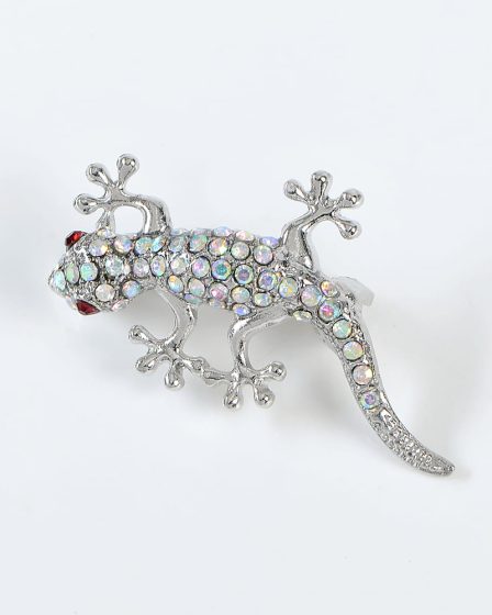 Brosa martisor iguana cu pietre multicolore