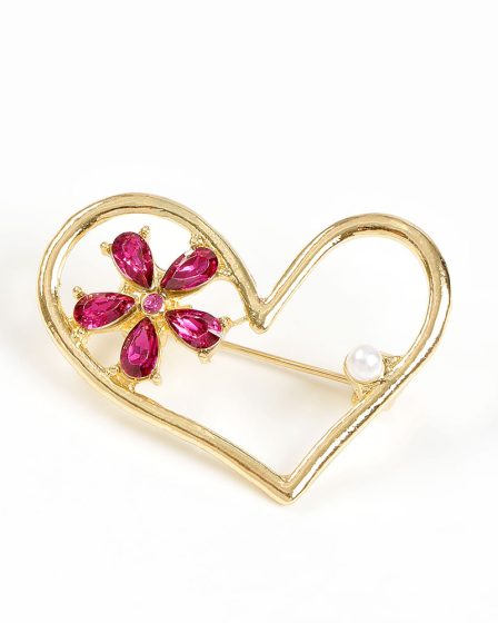 Brosa martisor inima cu floare mov