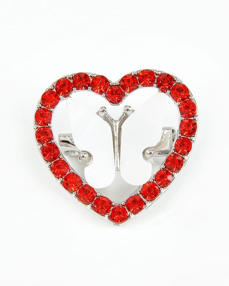 Brosa martisor inima cu fluture  alb