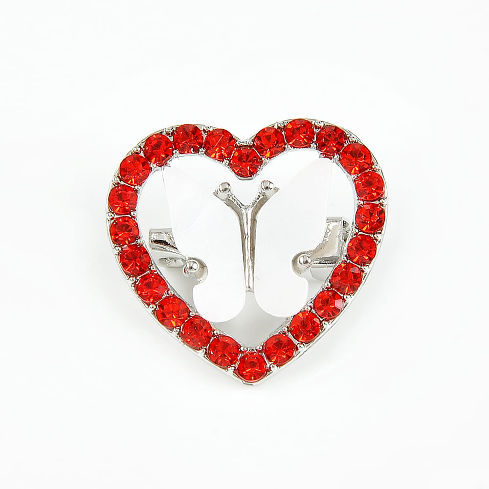 Brosa martisor inima cu fluture  alb