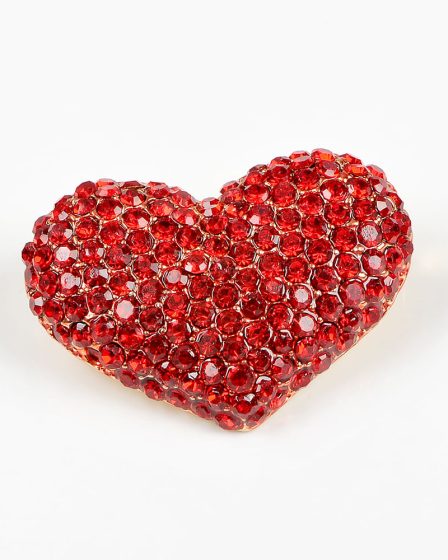 Brosa martisor inima cu pietre rosii