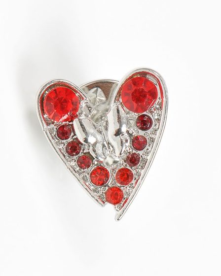 Brosa martisor inima cu pietre rosii