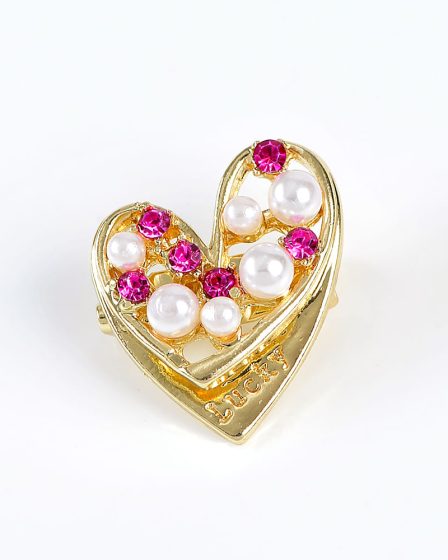 Brosa martisor inima cu pietre roz