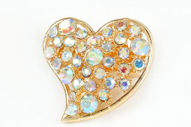 Brosa martisor inima cu pietre roz