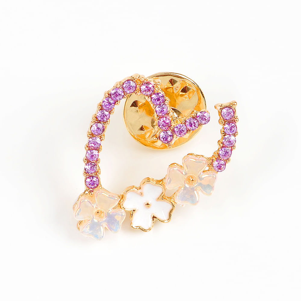 Brosa martisor inima mov cu flori multicolore