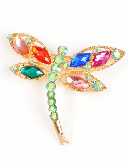 Brosa martisor libelula cu pietre multicolore