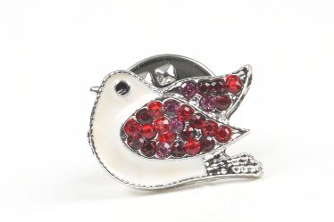 Brosa martisor pasare alba cu aripi rosii