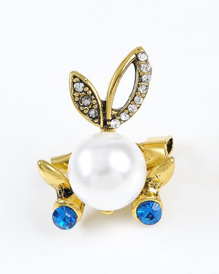 Brosa martisor perla acrilica alba