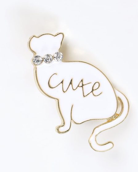 Brosa martisor pisica alba Cute
