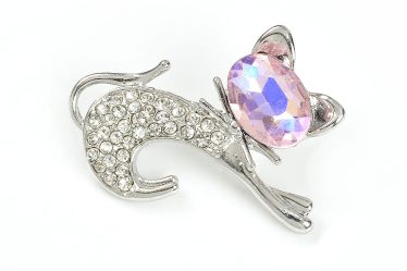 Brosa martisor pisica argintie