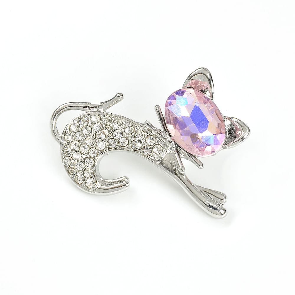 Brosa martisor pisica argintie