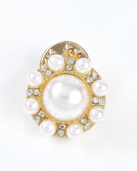 Brosa martisor rotunda cu perle albe