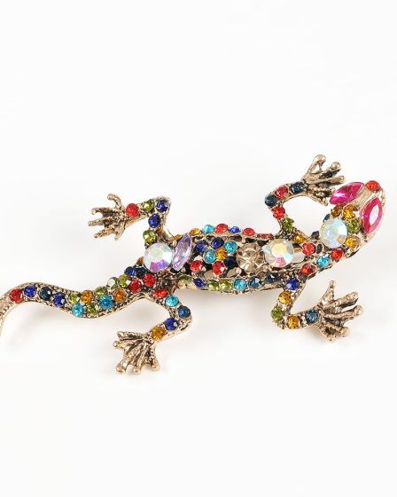Brosa martisor soparla cu pietre multicolore