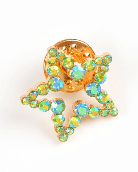 Brosa martisor stea aurie cu pietre multicolore