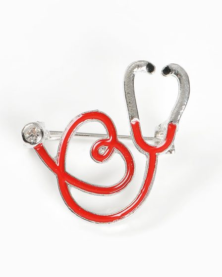 Brosa martisor stetoscop rosu