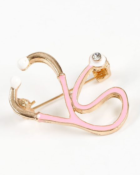Brosa martisor stetoscop roz