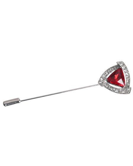 Brosa martisor tip ac cu piatra rosie