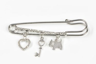 Brosa martisor tip ac de siguranta cu elemente decorative