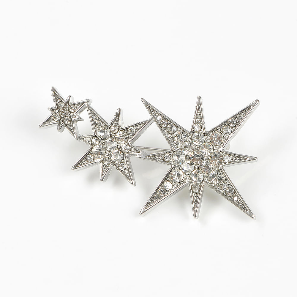 Brosa martisor trei stele cu pietre albe