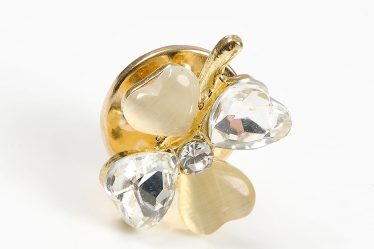 Brosa martisor trifoi cu pietre albe