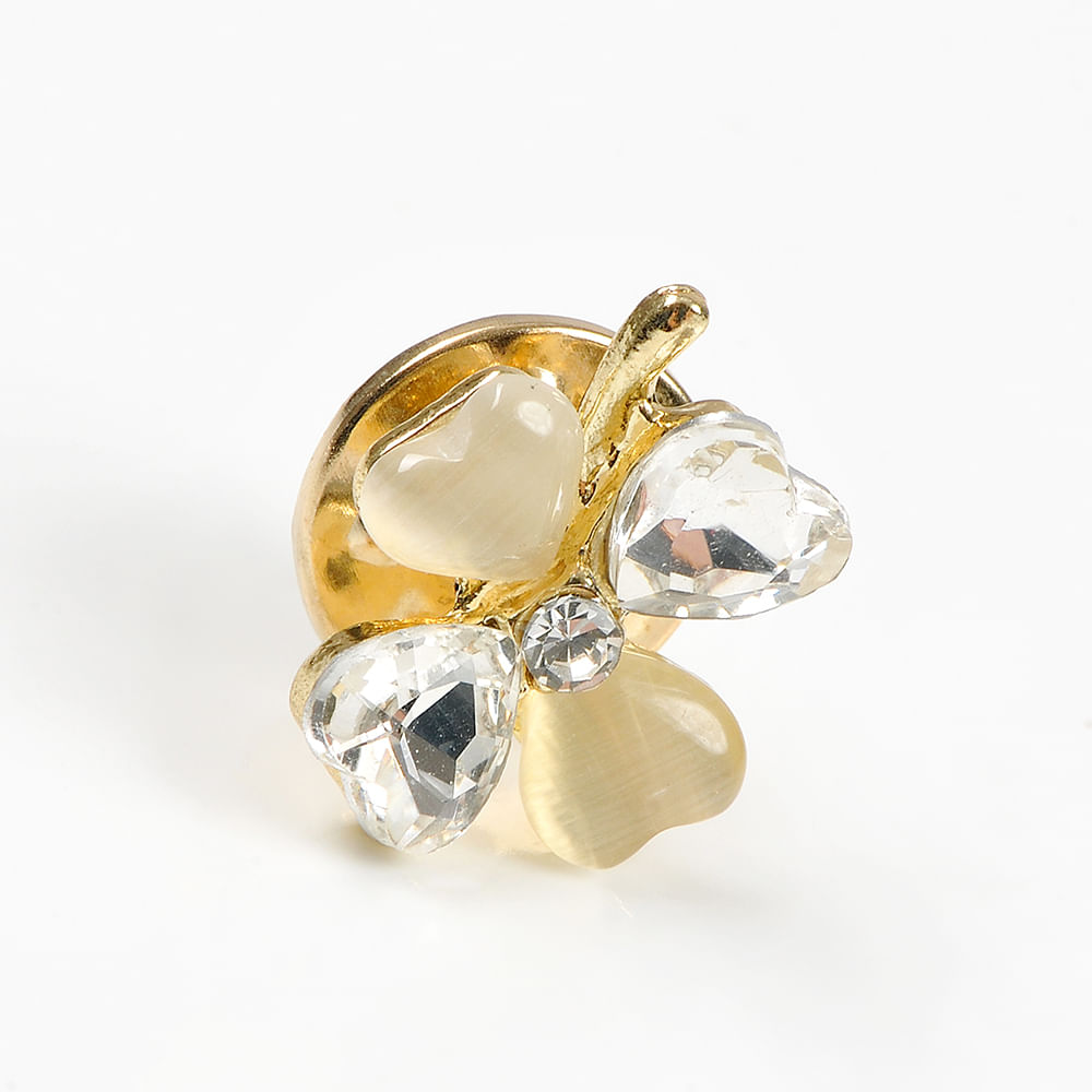 Brosa martisor trifoi cu pietre albe