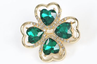 Brosa martisor trifoi cu pietre verzi