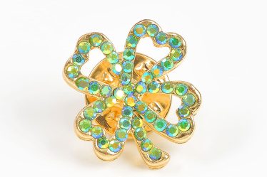 Brosa martisor trifoi cu pietre verzi