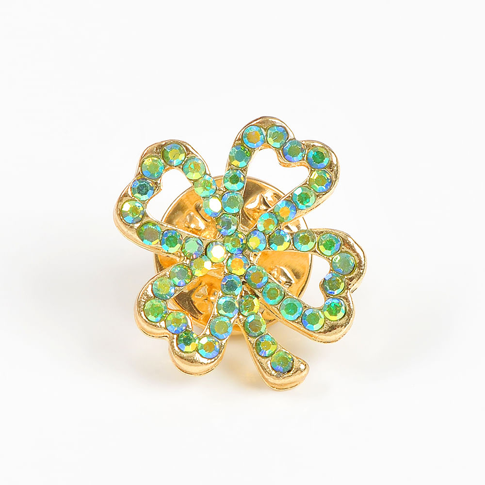 Brosa martisor trifoi cu pietre verzi