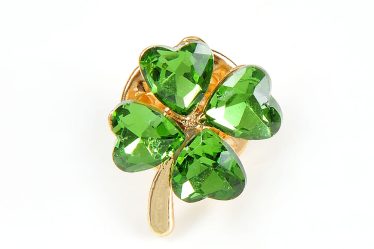 Brosa martisor trifoi cu pietre verzi